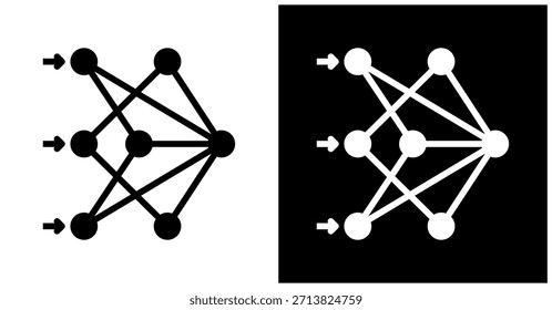 Icono De Red De Neuronas En Fondo Blanco Y Negro