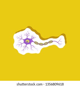 neuron paper sticker on stylish background