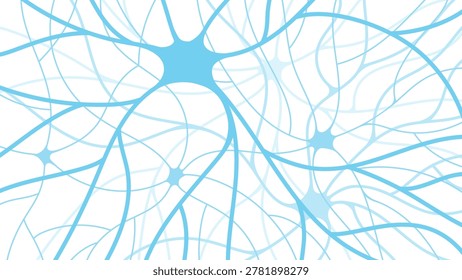 Neuron structure. Neural network with connected synapses and brain cells. Neuroscience, neurology and nervous system concept. Simplicity vector illustration