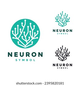 Neuron symbol vector logo design, Neuron Nerve Cell or Coral, link, Biological logo design inspiration