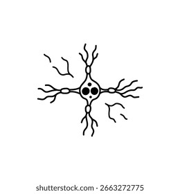 Neurona con hendidura sináptica para neurotransmisión y señales cerebrales