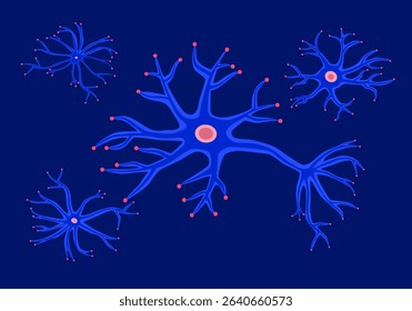 
Neuron system complex model. Neural net structure. Research of the human nerve network. Digital artificial organism. Human mind cells data analysis.