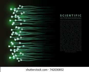 Neuron system model.Nerve bundles with glowing neurons at the ends.Vector illustration of the nervous system and neurological diseases.