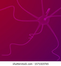 Neuron system wireframe mesh model. Low poly vector illustration. Science and medical healthcare concept