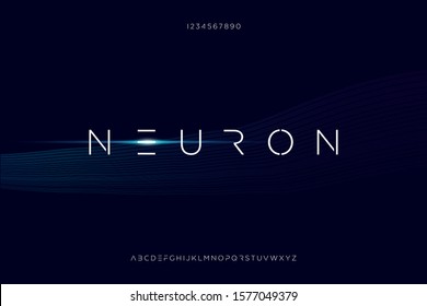 neuron, thin minimalist modern futuristic sans serif font vector design. eps10