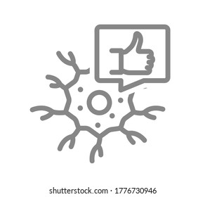 Neuron With Thumb Up In Speech Bubble Line Icon. Healthy Neural Tissue Symbol