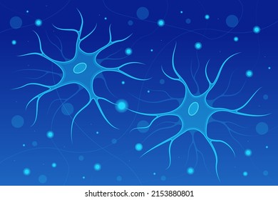 Neurons in the brain. Synapse and Neuron cells sending electrical chemical signals. A neuron or nerve cell .