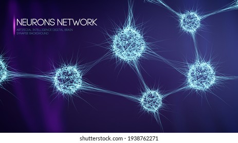 Neurons network, artificial intelligence digital brain synapse background. EPS 10 vector illustration.