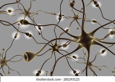 Neurons, transferring pulses and generating information, vector illustration EPS 8.