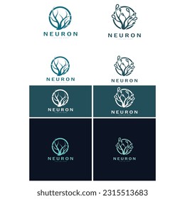 Neuron, algas marinas o diseño del logotipo de la célula nerviosa molécula icono de la plantilla del logotipo con concepto de vector 