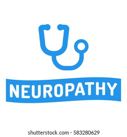 Neuropathy. Ribbon With Stethoscope Icon. Flat Vector Illustration On White Background.