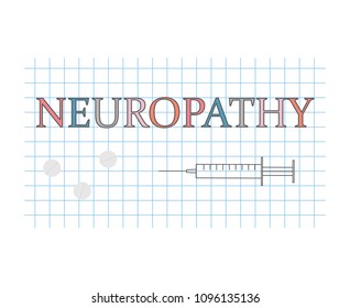 Neuropathy word on checkered paper sheet- vector illustration