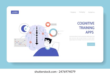 Neuroplasticity concept. Brain enhancement exercises within cognitive training apps for mental well-being and performance tracking. Vector illustration.