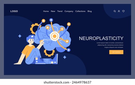 Neuroplasticity concept A thought-provoking vector illustration depicting the brain's adaptability and the mechanisms of learning and memory Vector illustration