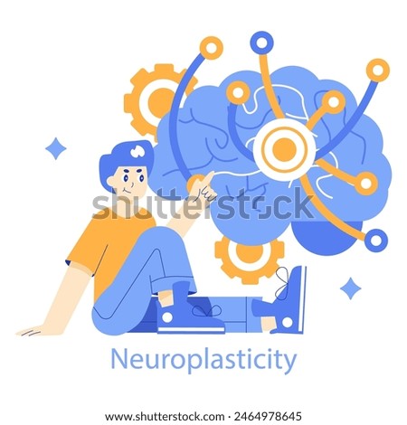 Neuroplasticity concept A thought-provoking vector illustration depicting the brain's adaptability and the mechanisms of learning and memory Vector illustration