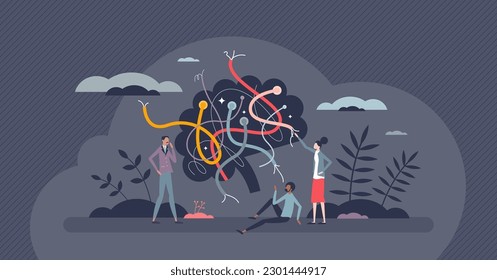 Neuroplasticity as nervous system ability to change after intrinsic or extrinsic tiny person concept. Cognition, learning and development process with new synapses signals in mind vector illustration