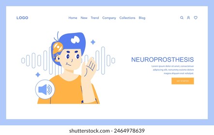 Neuroprosthesis concept A vibrant vector illustration capturing the integration of advanced prosthetics and auditory technology with neural systems Informative and futuristic Vector illustration