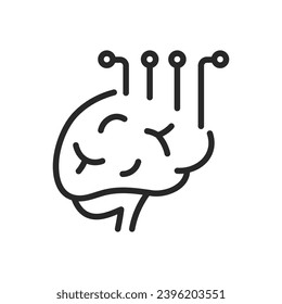 Neuropsychology Icon. Thin Linear Symbol for Cognitive Brain Functions, Mental Health, and Behavioral Science. Isolated Outline Vector Sign.