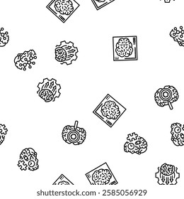 neuroscience brain neurology vector seamless pattern thin line illustration