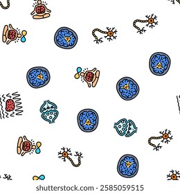 neuroscience brain neurology vector seamless pattern thin line illustration