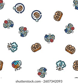 neuroscience brain neurology vector seamless pattern thin line illustration