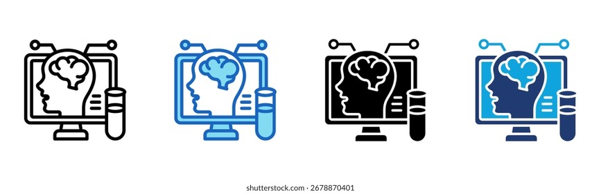Ícone de neurociência Ilustração de vetor com vários estilos