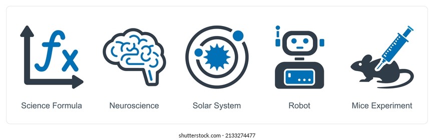 Neuroscience And Solar System Icon Concept