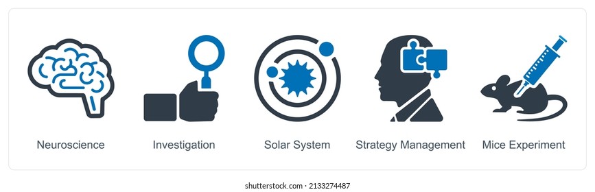 Neuroscience And Solar System Icon Concept