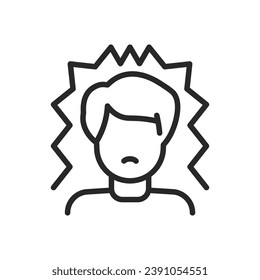 Neurosis Icon. Vector Outline Editable Isolated Sign of a Tense and Stressed Person, Symbolizing the Mental Strain and Emotional Challenges of Neurosis.