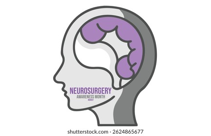 Neurosurgery awareness month. background, banner, card, poster, template. Vector illustration.