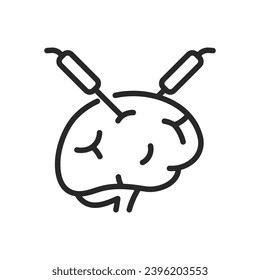 Neurosurgery Icon. Thin Linear IllustrationDepicting Brain Surgery for Medical and Healthcare Education. Isolated Outline Vector Sign.