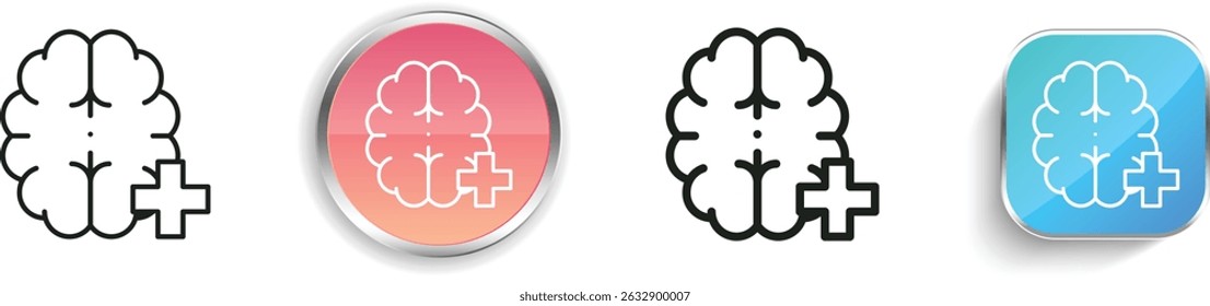 ícone da neurocirurgia. Design fino, linear, regular e estilo botão isolado no fundo branco