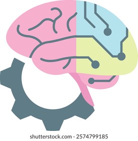 Neurotechnology Icon - Flat Color Style - Neuroscience Theme