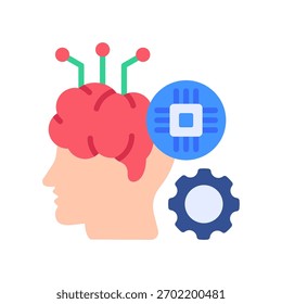 Vektorgrafik mit flachen Symbolen für die Neurotechnologie