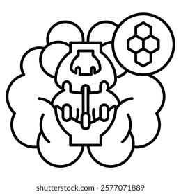 Neurotransmitters Icon - Line Style - Brain Theme
