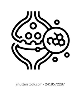 neurotransmitters neuroscience neurology line icon vector. neurotransmitters neuroscience neurology sign. isolated contour symbol black illustration