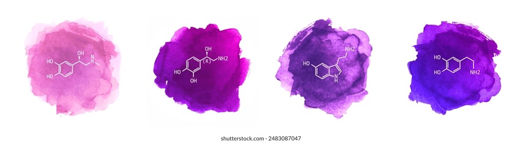 Neurotransmitter-Vektorillustration auf Aquarellhintergrund