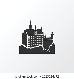 Neuschwanstein castle icon symbol. Premium quality isolated fortress element in trendy style.