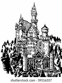 Neuschwanstein Castle illustration