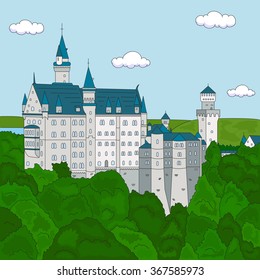 Neuschwanstein Castle. Vector illustration