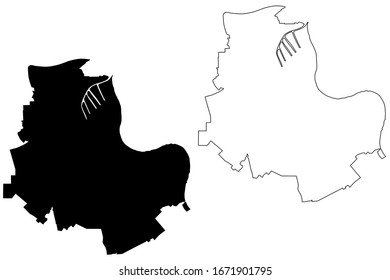 Neuss City (Federal Republic of Germany, North Rhine-Westphalia) map vector illustration, scribble sketch City of Neuss map