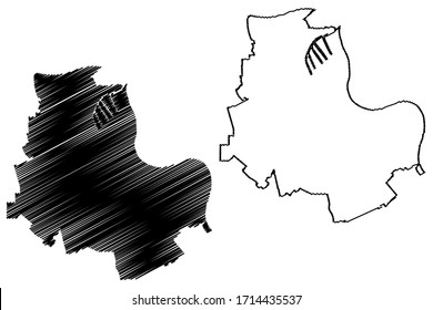 Neuss City (Federal Republic of Germany, North Rhine-Westphalia) map vector illustration, scribble sketch City of Neuss map