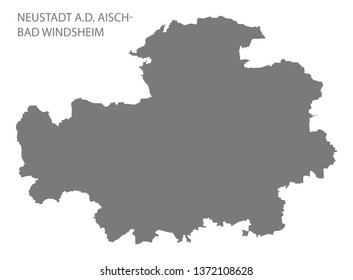 Neustadt a.d. Aisch-Bad Windsheim grey county map of Bavaria Germany
