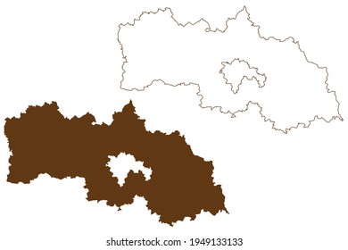 Neustadt an der Waldnaab district (Federal Republic of Germany, rural district Upper Palatinate, Free State of Bavaria) map vector illustration, scribble sketch Neustadt an der Waldnaab map