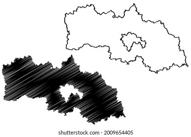 Neustadt an der Waldnaab district (Federal Republic of Germany, rural district Upper Palatinate, Free State of Bavaria) map vector illustration, scribble sketch Neustadt an der Waldnaab map