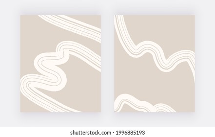 Neutral abstract wall art prints with white lines