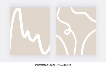 Neutral Abstract Wall Art Prints With White Lines