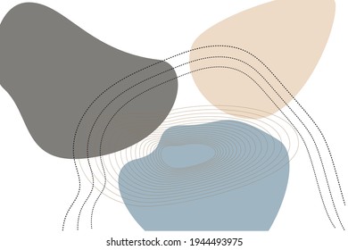Neutral aesthetic shapes set with white background. Simple designs for mixed media ideas, digital collage, techniques and aesthetic. Good Illustration for any template