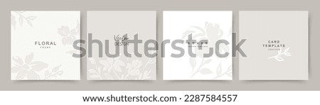 Neutral backgrounds with floral elements in beige colors. Editable vector template for wedding invitation, social media post, card, cover, poster, mobile apps, web ads