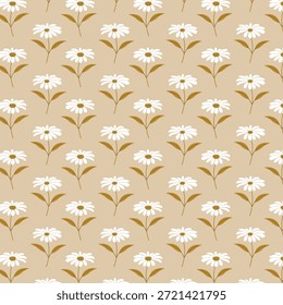 Fundo bege neutro com flores simples margaridas brancas